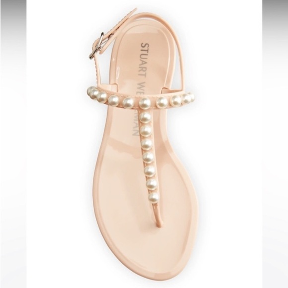 Stuart Weitzman Goldie Pearly Stud Jelly Sandal 5 Vacation Resortwear Maximalist - Picture 4 of 15